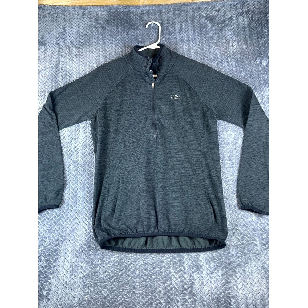 L.L. Bean Adventure Grid Fleece 1/4 Zip Pullover Womens XS Gunmetal Gray Stretch